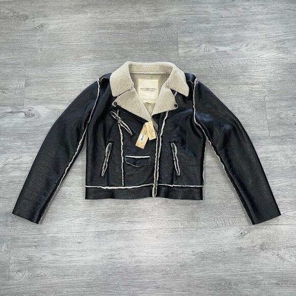 Ralph Lauren Denim Supply Biker Jacket Women’s XL Shearling Vegan Leather NWT - Picture 1 of 16